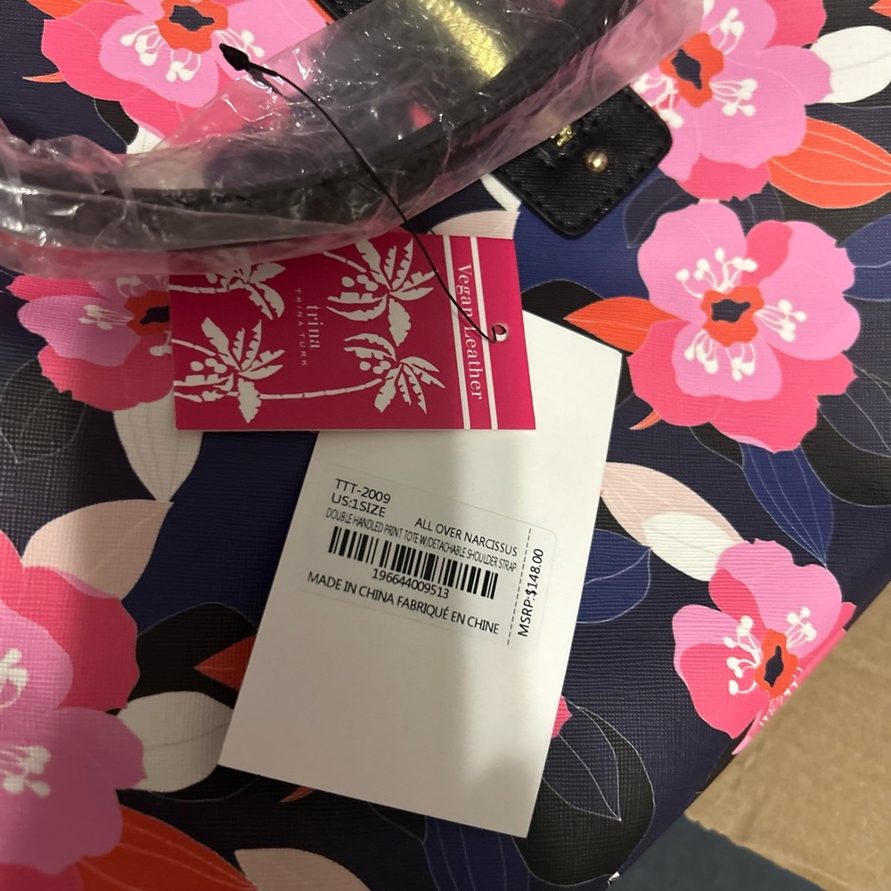 Brand New gorgeous floral, blue / pink Trina Turk NWT purse Tote L #NWT #tote - Picture 11 of 14